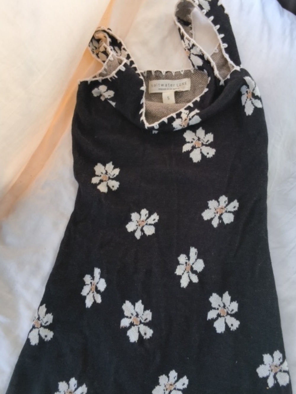 saltwater LUXE Black Floral Knit Womans Dress S